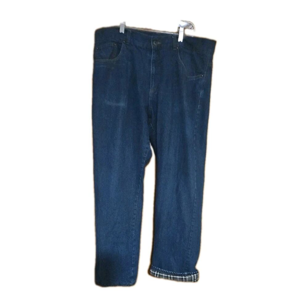 Adventuridge Jeans Men 38X32 Blue Denim Flannel Lined Straight Leg NWT
